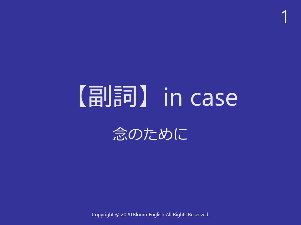 【副詞】in case　念のために